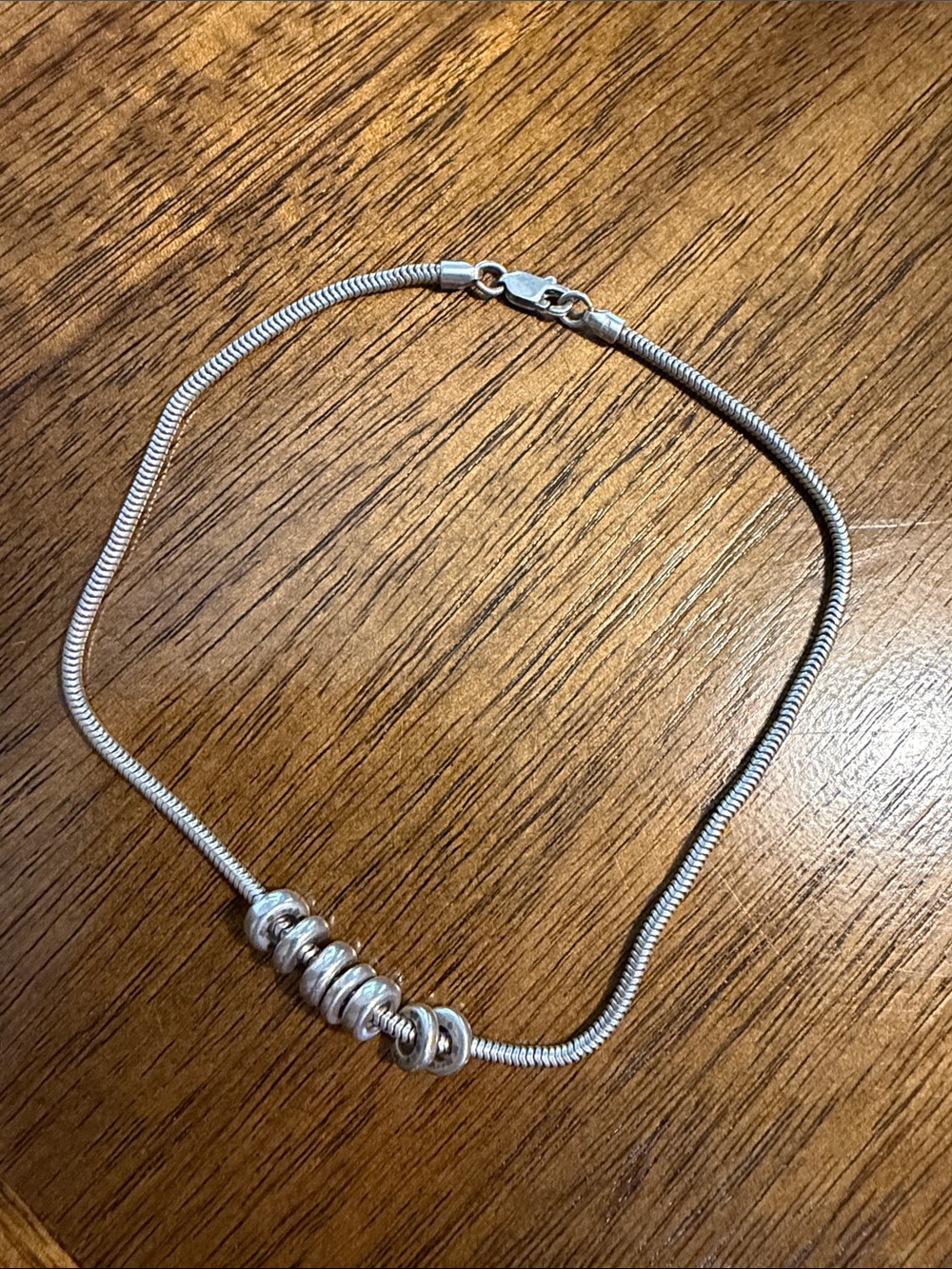 Sterling Silver Bead Snake Chain Bracelet - Silver